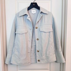 VINCE Cotton oversized Button Front Soft Jacket Powder Blue